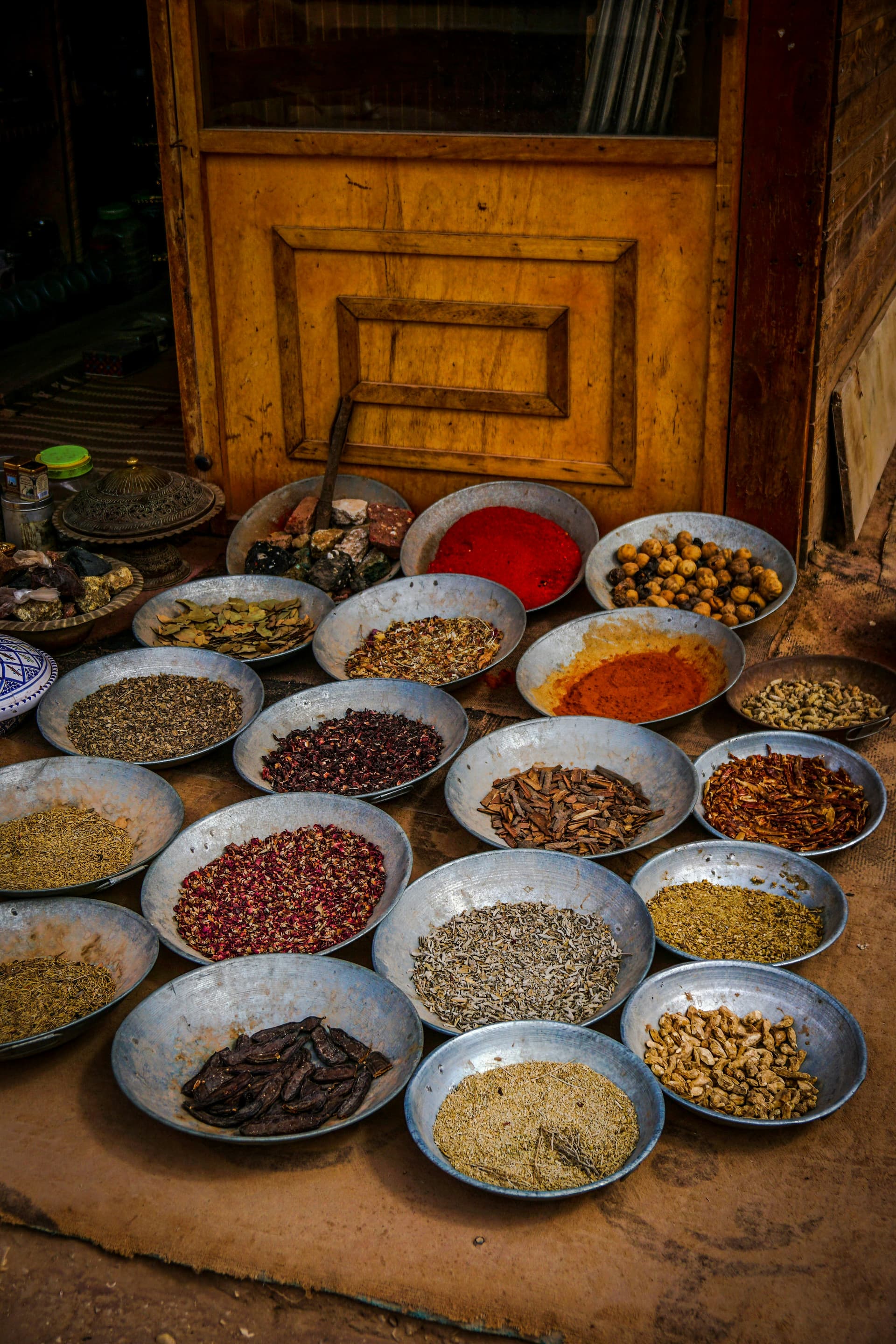 A spice merchant’s display — the language of a place written in color and scent